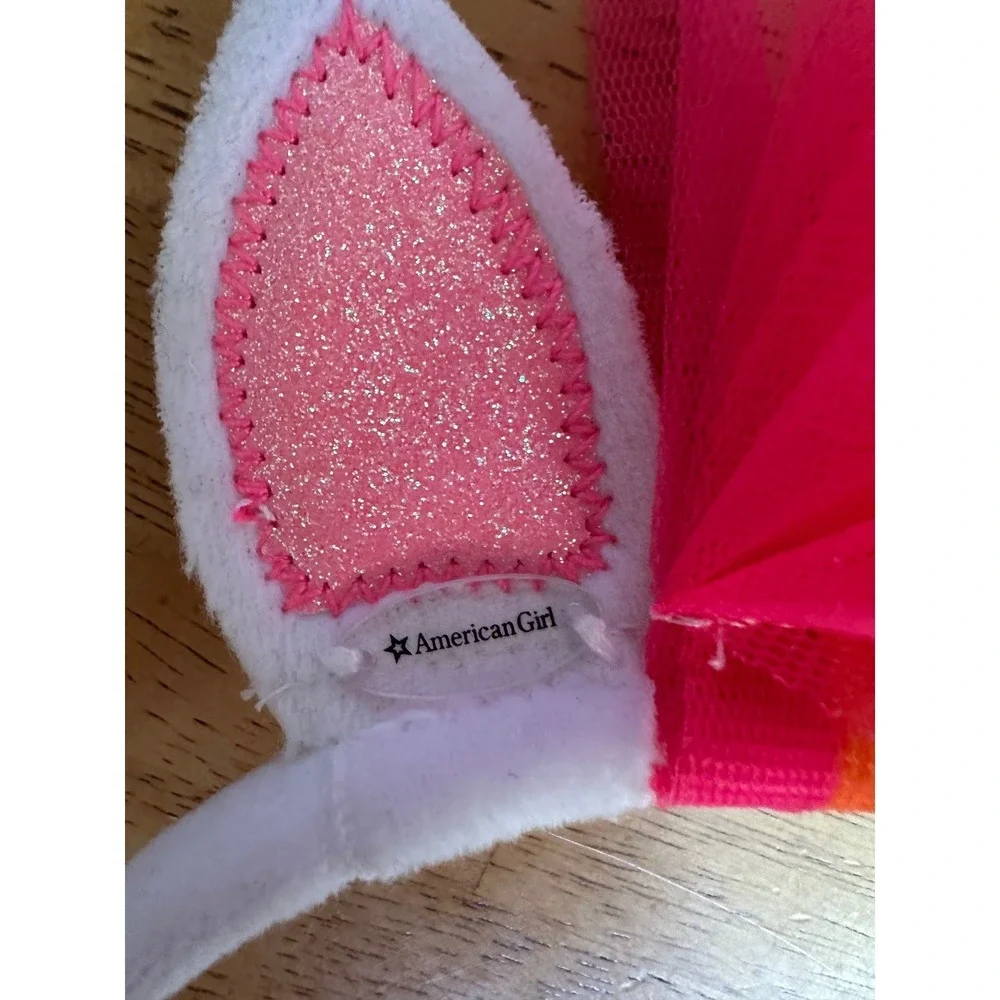 American Girl GYC14 Unicorn Headband‎ Rainbow Tulle Silver Horn White One Size